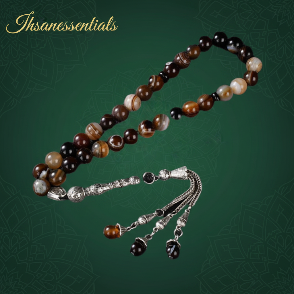 📿 Tasbih Collier en Agate – Élégance & Spiritualité