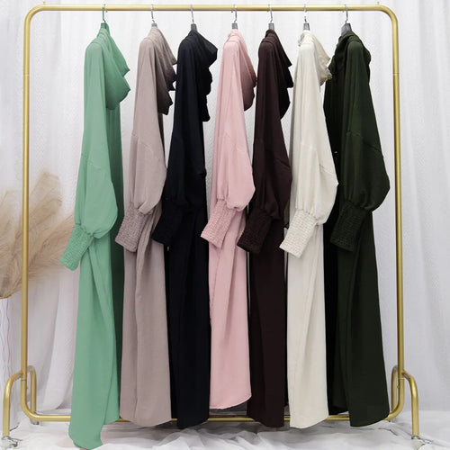 🖤 Abaya Femme Élégante avec Hijab – Style Vintage & Confort Quotidien