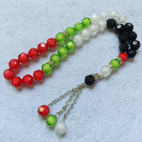 33 Beads 10mm Palestine Flag Misbaha Tasbih Counter Gift Muslim Prayer Acrylic Beads Islamic Palestinian Beaded Bracelet Jewelry