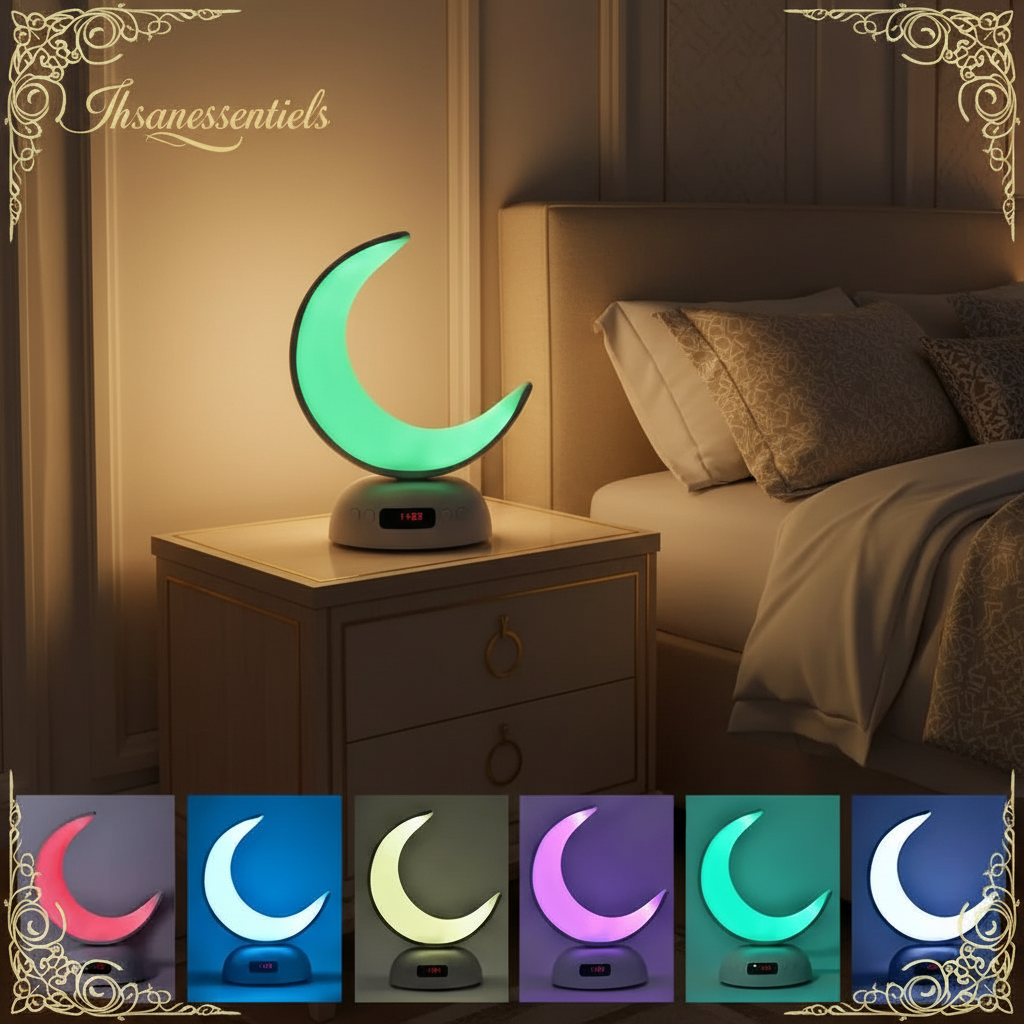Veilleuse Coranique Lune Premium – Bluetooth & Récitation HD