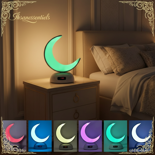 Veilleuse Coranique Lune Premium – Bluetooth & Récitation HD